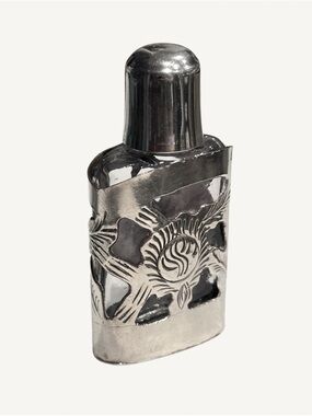 Vintage Silver Overlay Small Alpaca Perfume Bottle 1940’s